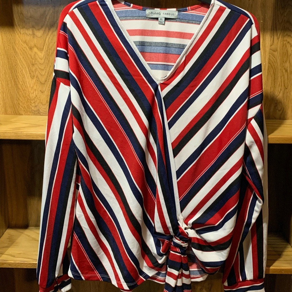 Red white and blue blouse